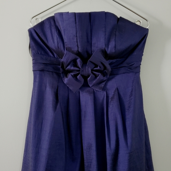 Jessica McClintock Strapless Navy Taffeta Party Dress Size 8 - Picture 2 of 7